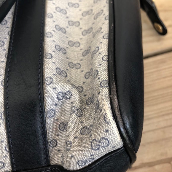 Gucci Navy Microguccissima satchel bag 1980s VTG - Picture 16 of 16